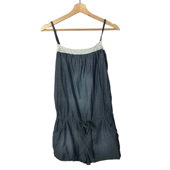 Zara TRF Blue Chambray Sleeveless Romper M - Picture 1 of 3